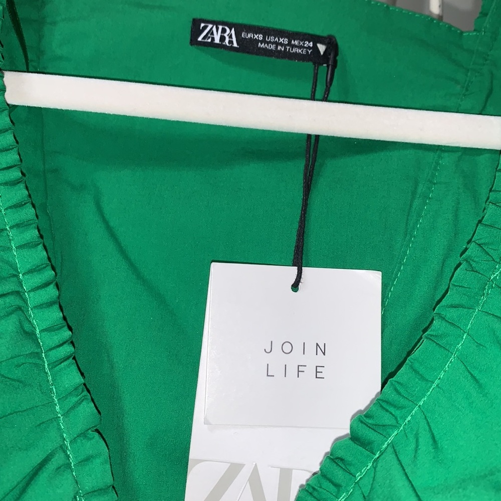 Zara Ruffle Poplin Crop Top - Picture 9 of 14